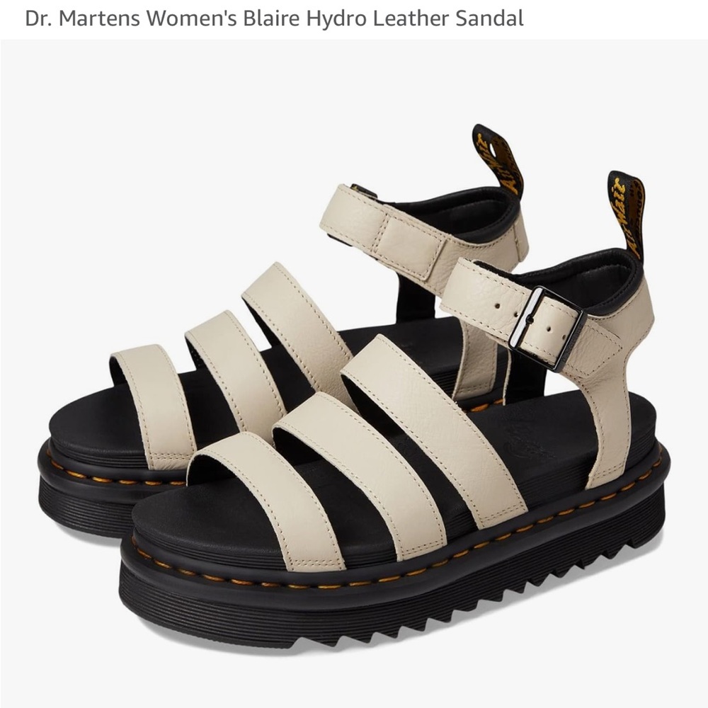 Dr. Martens Blaire Hydro Leather Creme Sandal 10 11 43 EUC - Picture 1 of 10